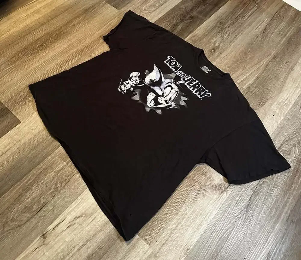 Tom and Jerry Classic Cartoon Graphic T-Shirt Black 3XL